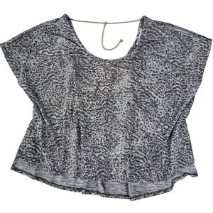 Jennifer Lopez Womens Gray Metallic Leopard‎ Print Chain Back Dolman Top Size M